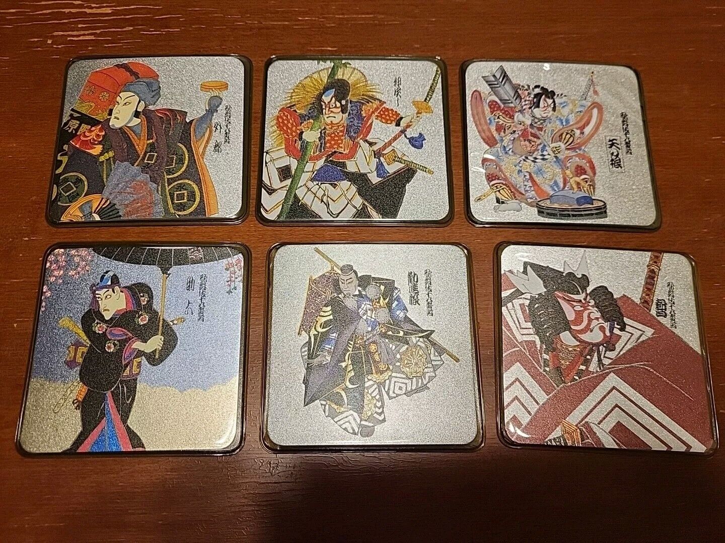 Kabuki Drama Coasters 6 Piece Fukui Asahido Co Kyoto Japan