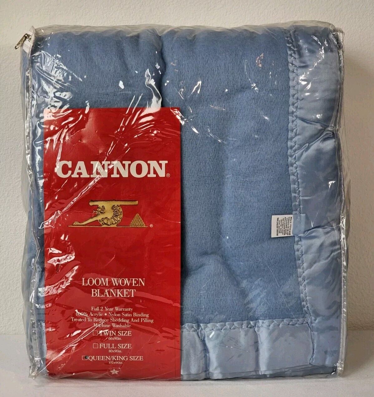 Vintage Cannon Loom Woven Blanket Size Queen / King 102