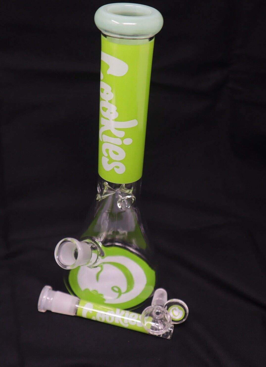 10” Cookies Bright Green Thick Glass Beaker Bong Water Pipe