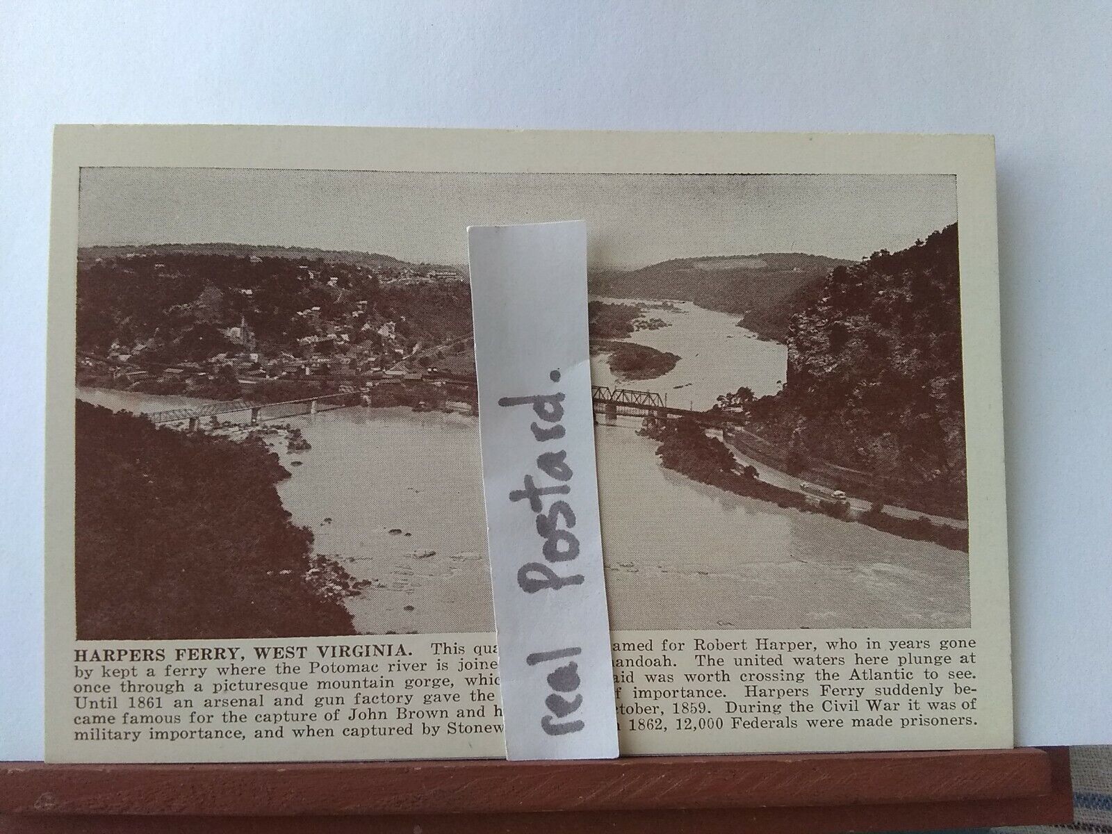 Vintage postcard. Birds eye view,  Harpers ferry, West Virginia.(L2)