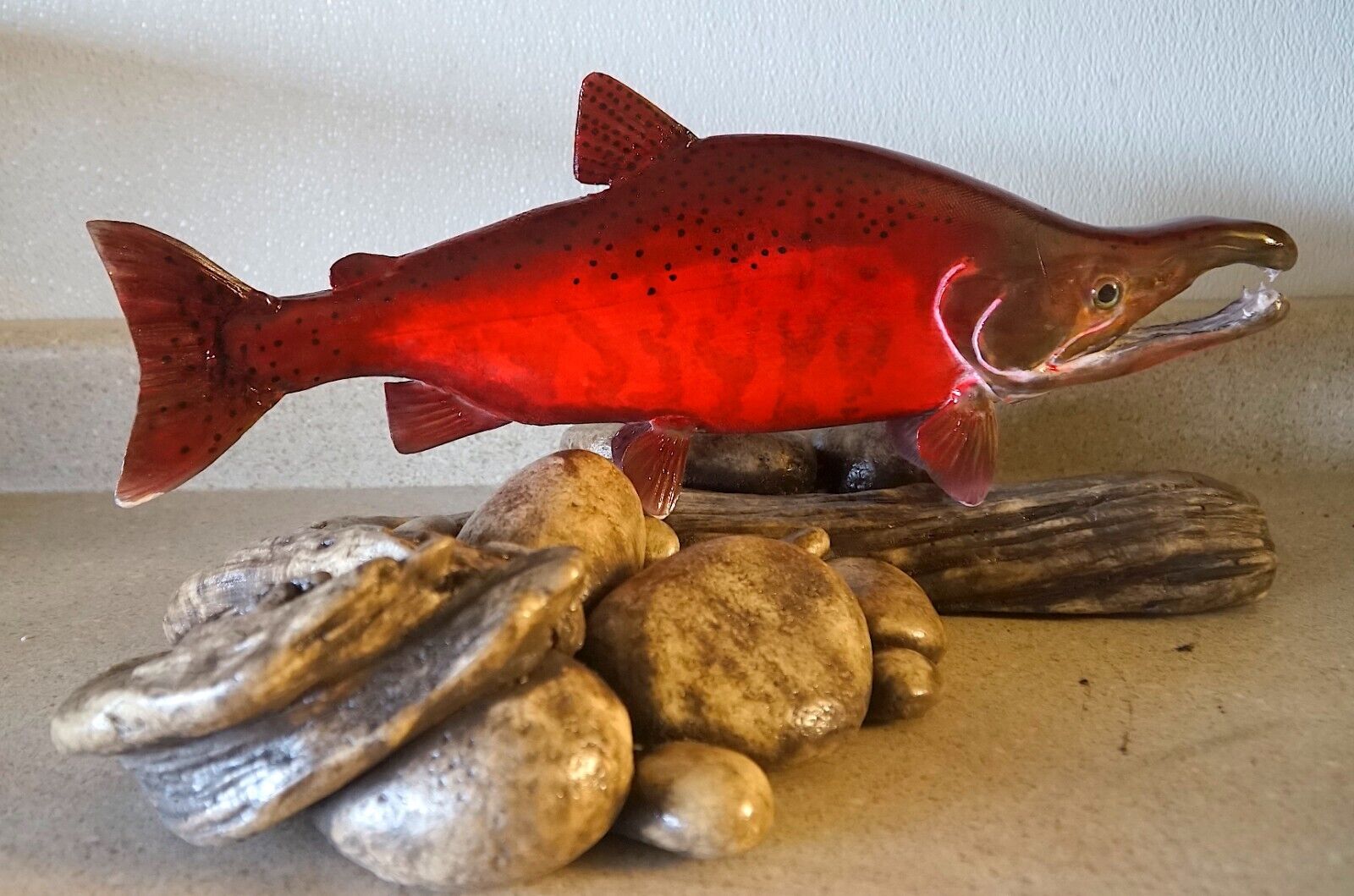 sockeye salmon kokanee reproduction table top mount handcrafted made in USA