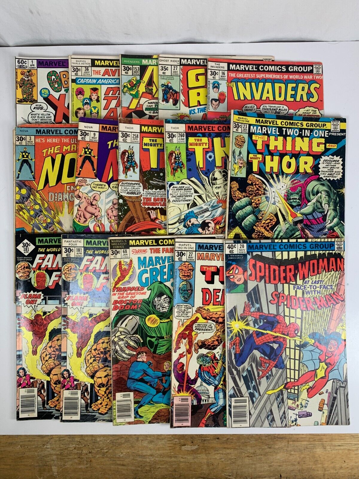 Vtg 1970's Marvel Comics Group Mixed Lot Of 15 Books Thing Spider-Woman Thor