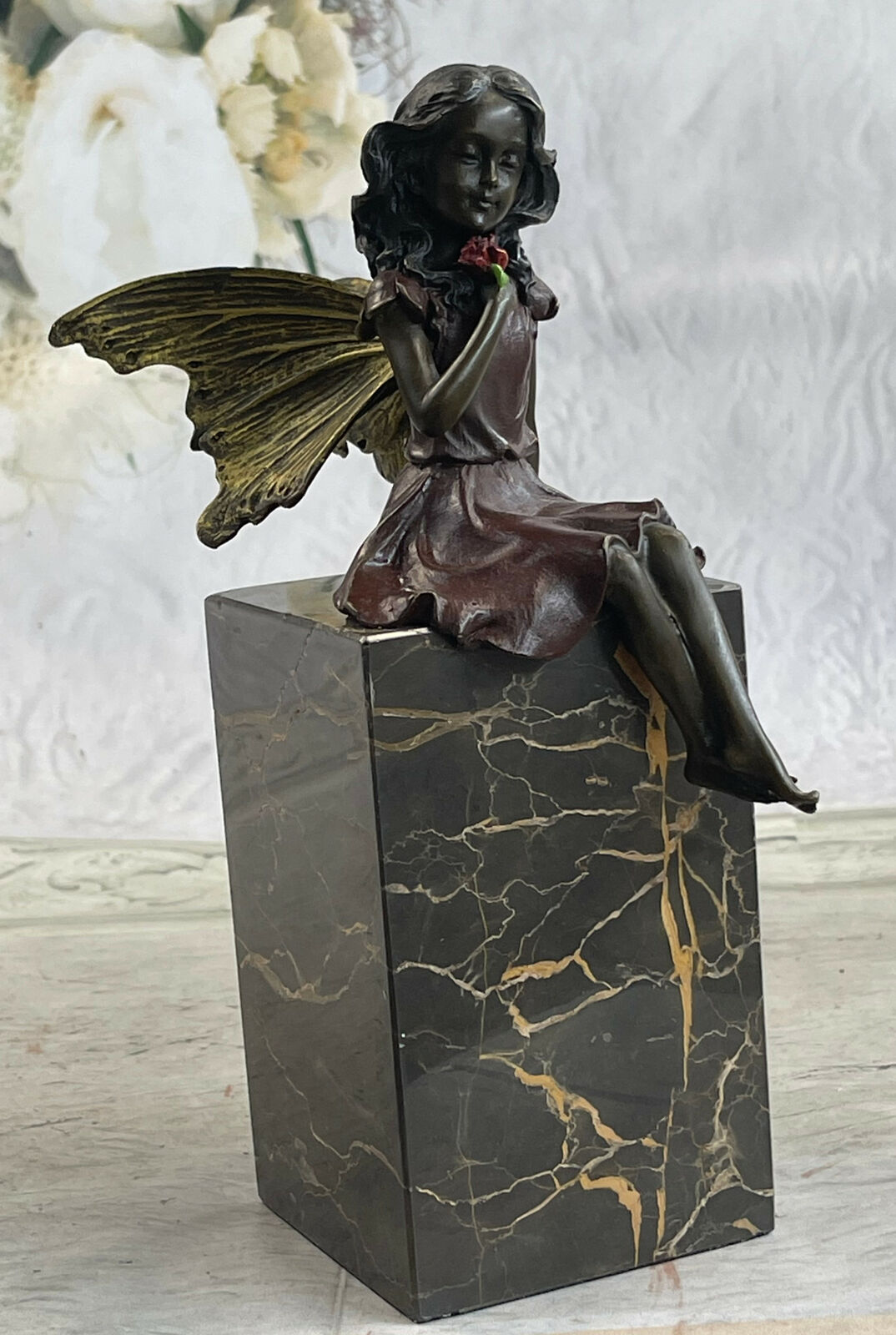 Collectible European Bronze Figurine Art lotus fairy for home decoration Statue