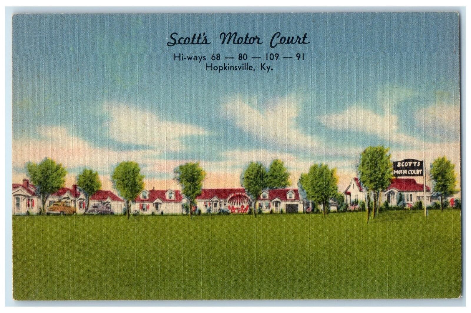 c1940's Scott's Motor Court Hotel & Restaurant Hopkinsville Kentucky KY Postcard