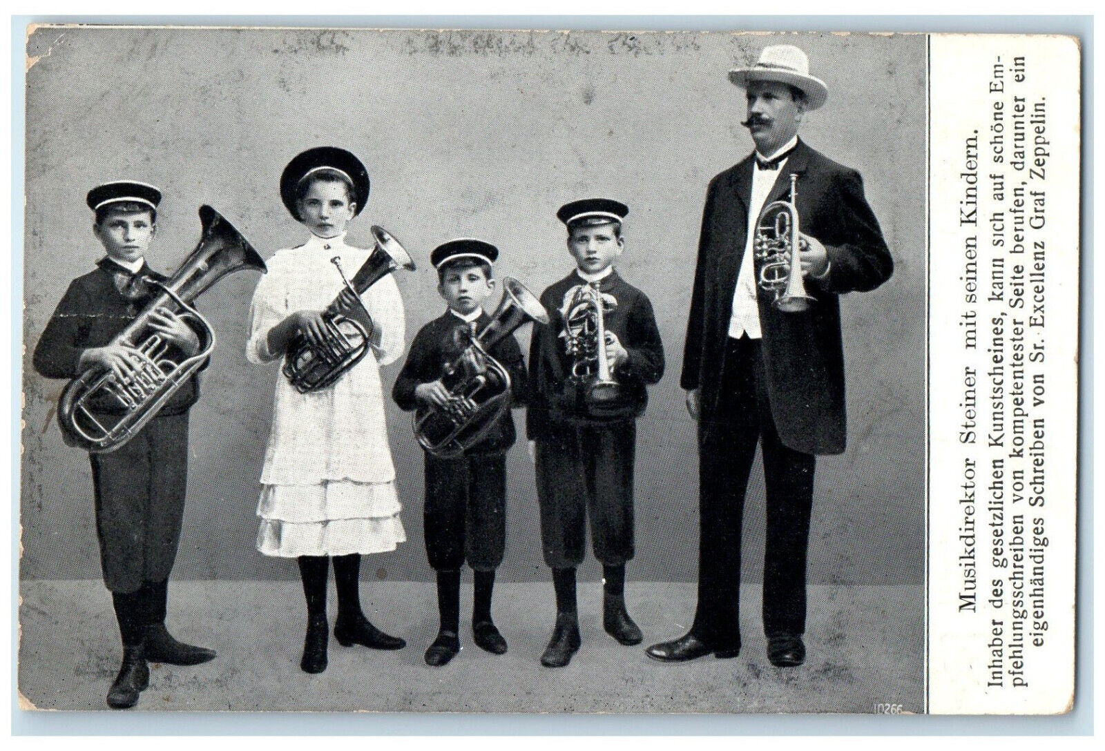 c1940's Music Director Steiner with his Children Germany Vintage Postcard
