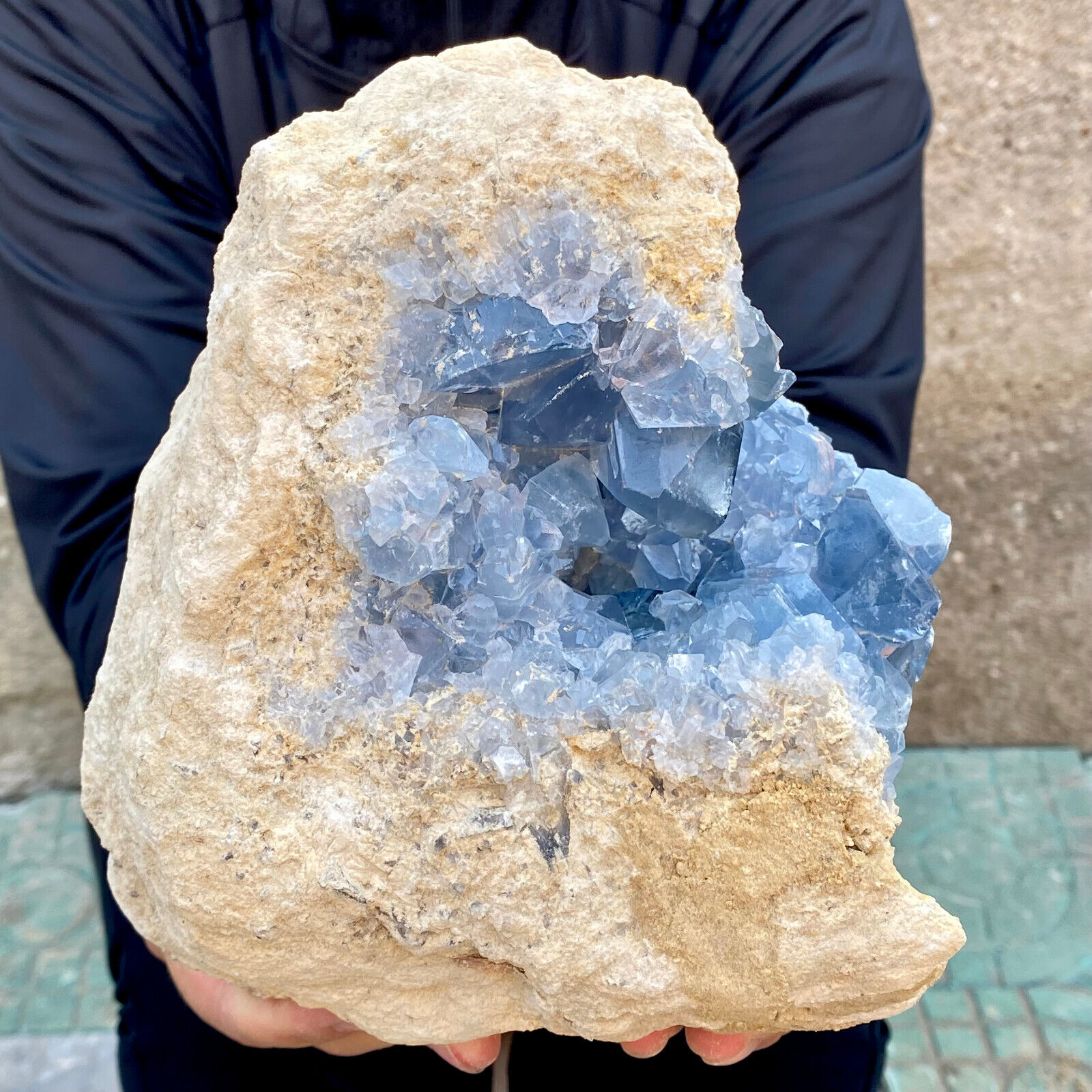 13.5LB Natural Raw Blue Celestite Crystal Quartz Cluster Geode Specimen