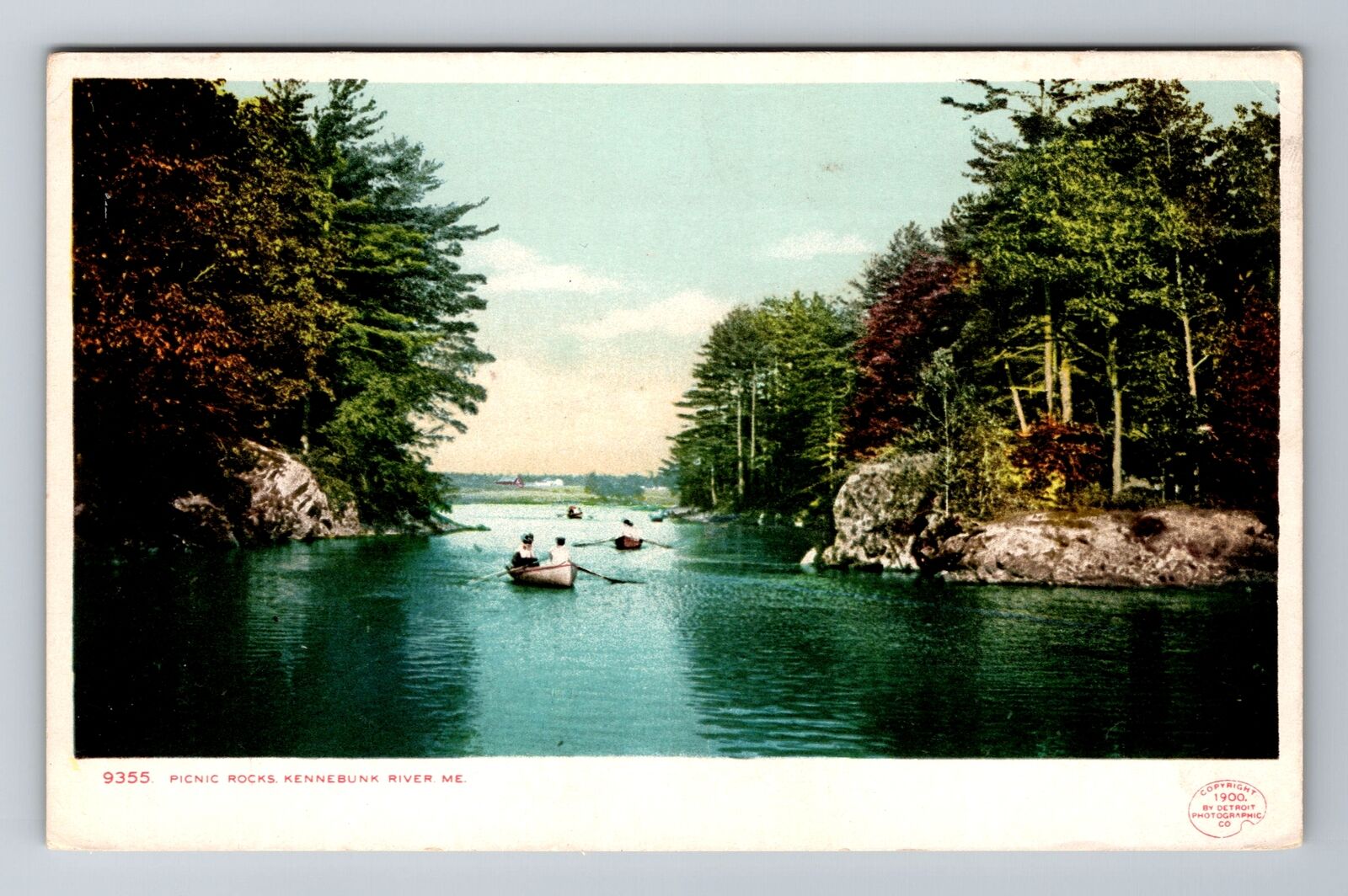 Kennebunk River ME-Maine, Picnic Rocks, Antique, Vintage Souvenir Postcard