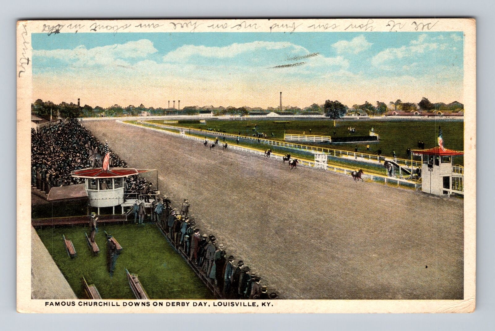 Louisville KY-Kentucky, Churchill Downs On Derby Day, Vintage c1918 Postcard