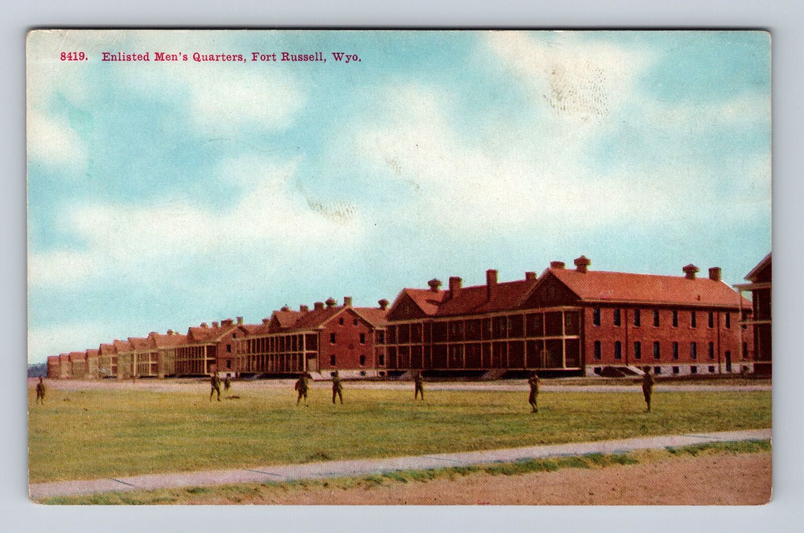 Fort Russell WY-Wyoming, Enlisted Men\'s Quarters, Antique Vintage Postcard