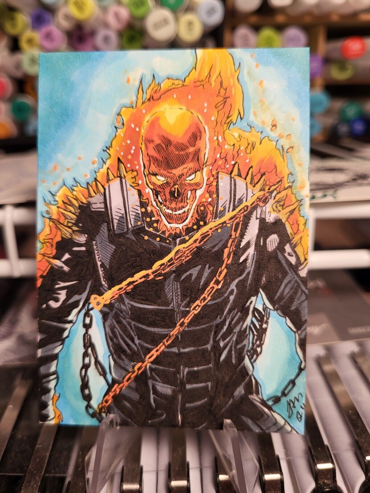 Ghost Rider Marvel Comic's 1/1 Hand Drawn & Signed PSC By Artist Todd Mulrooney
