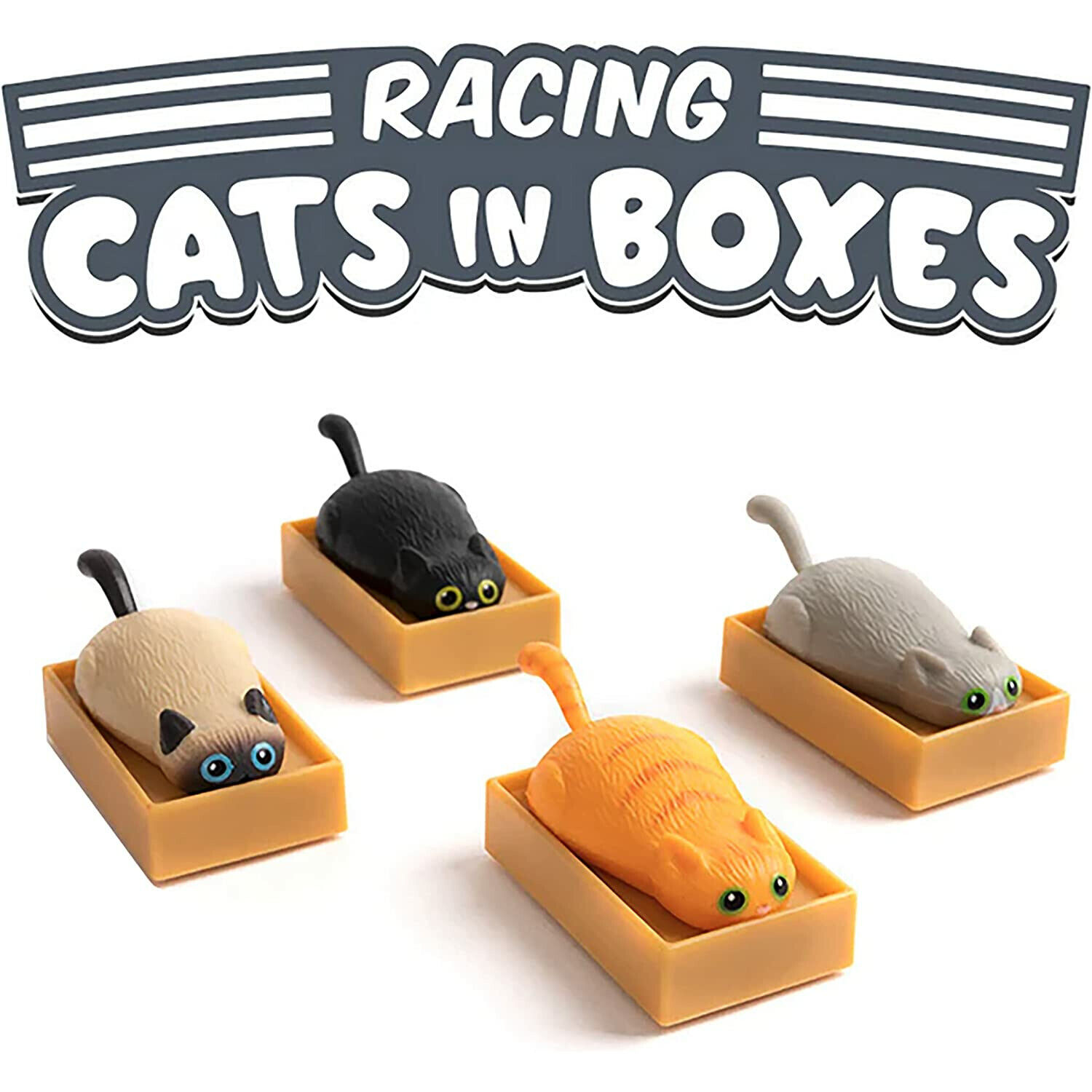 Racing Cats In Boxes Pullback Toy Car - Set of 4