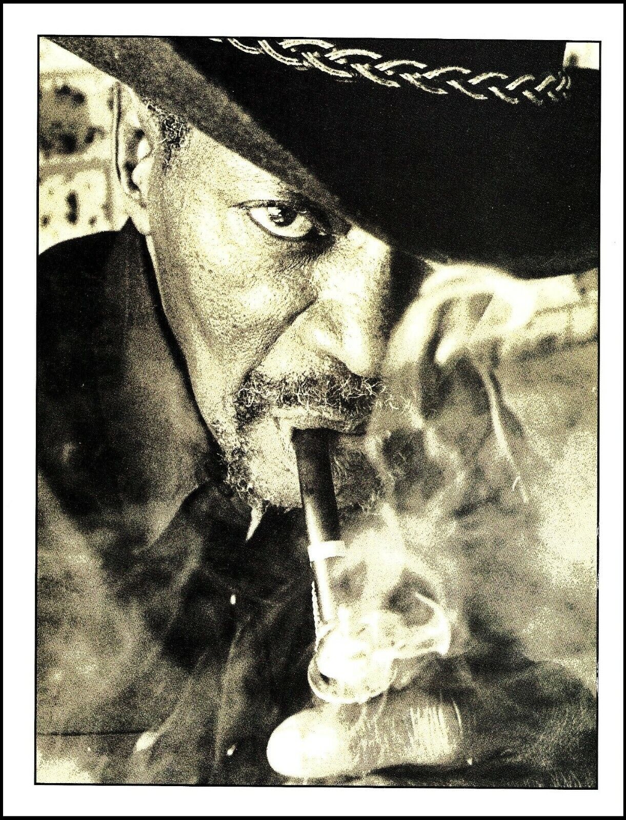 Clarence Gatemouth Brown smoking a pipe 1993 b/w pin-up photo print