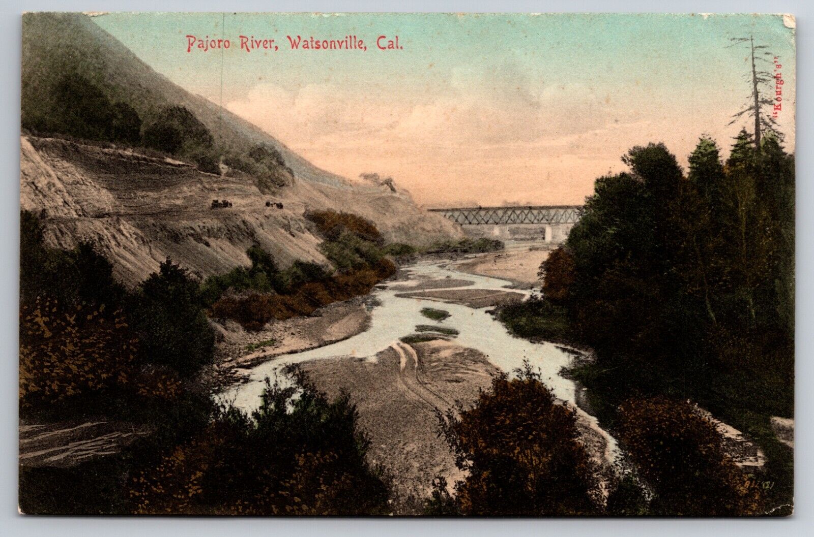 Pajoro River Watsonville California CA Bridge 1909 Postcard