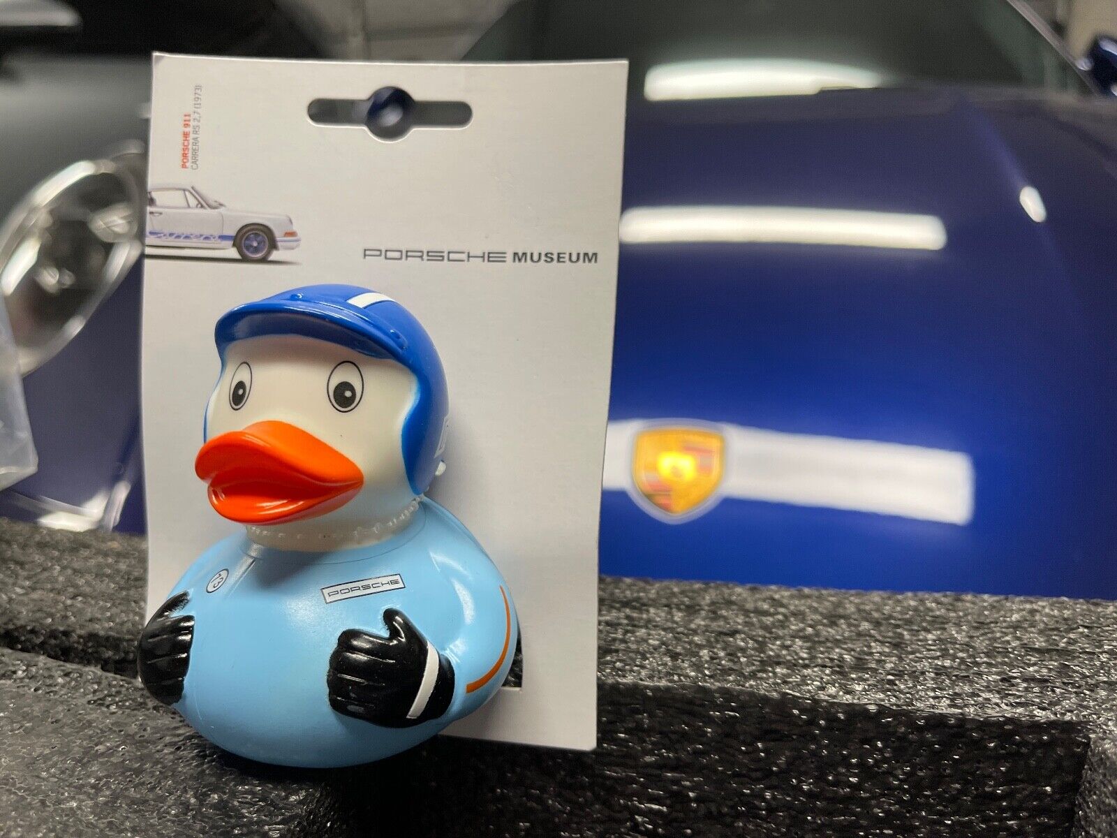 rubber duck from Porsche museum 911 - blue cap - NEW