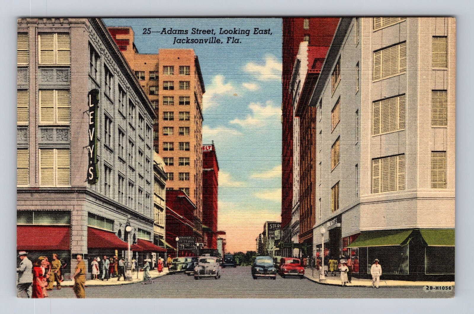 Jacksonville FL-Florida, Adams Street Looking East, Antique, Vintage Postcard