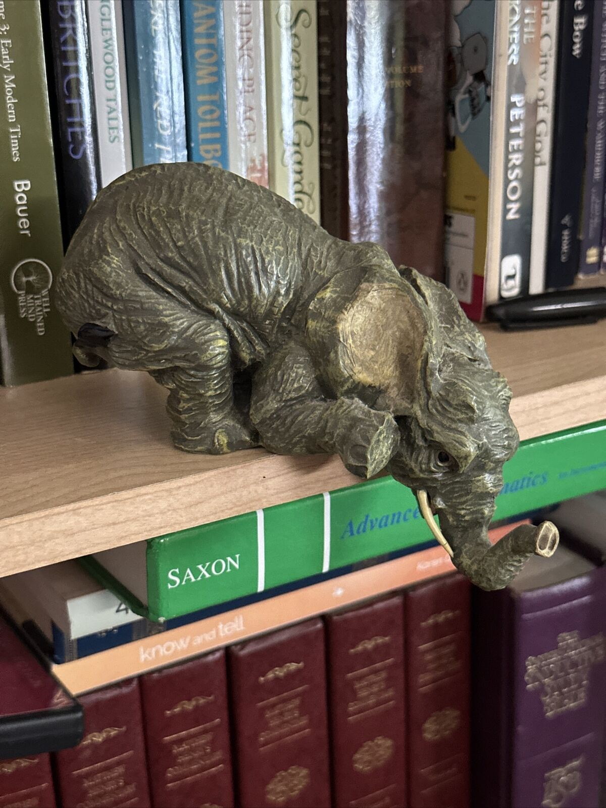 Vintage Bookshelf Elephant Figuring Cute Edge Hanging Rare