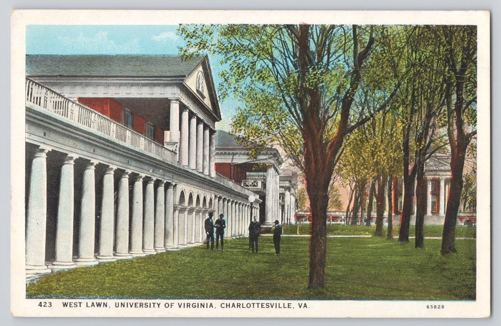 Postcard West Lawn University of Virginia, Charlottesville VA