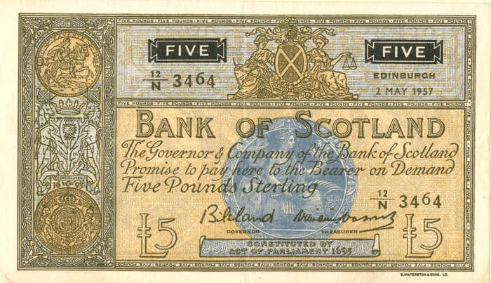 Scotland - 5 Pounds - P-101b - 1957 dated Foreign Paper Money - Paper Money - Fo