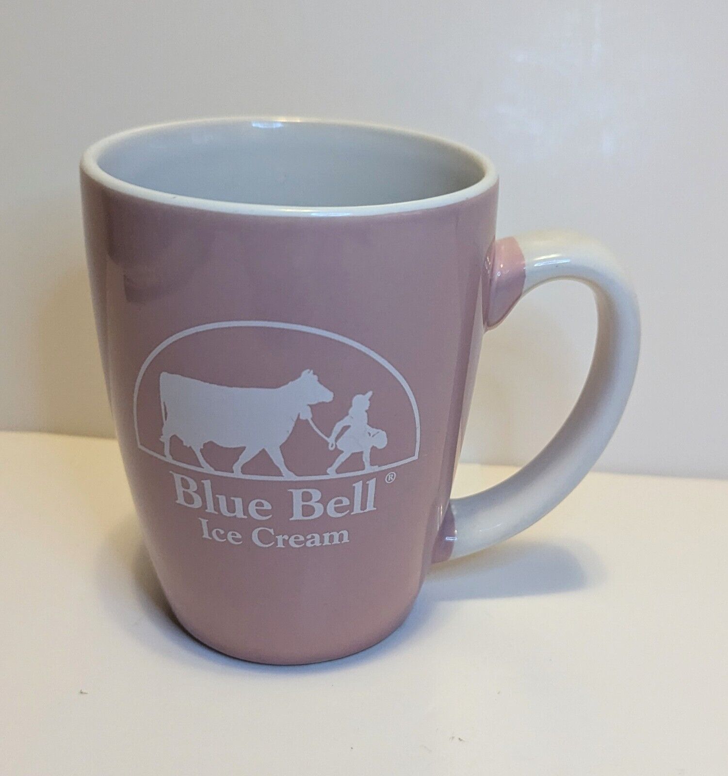 Rare Pink Blue Bell Ice Cream Mug Coffee Cup Classic Logo Cow Girl 