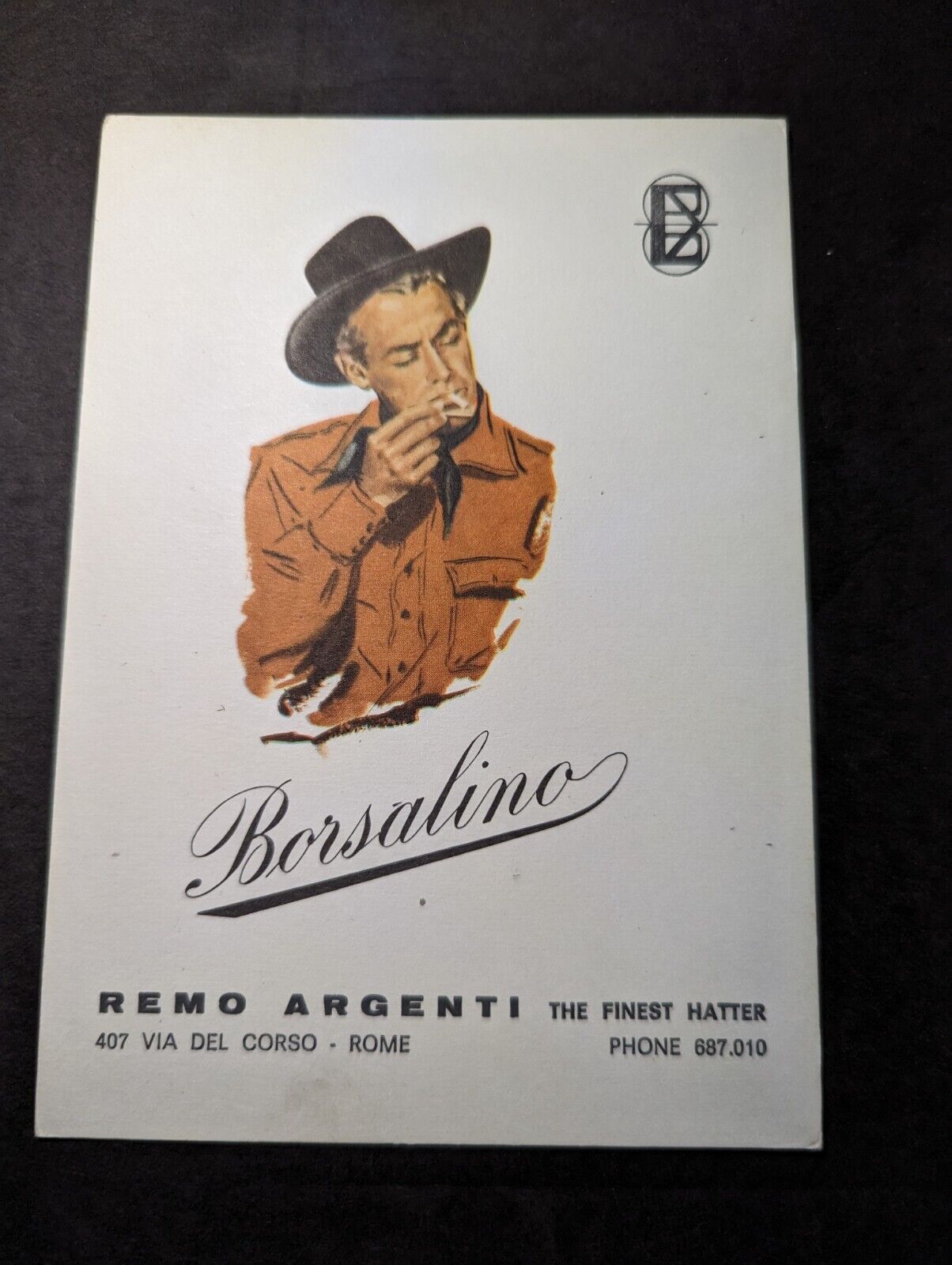 Mint Italy Advertisement Postcard Borsalino Remo Argenti Finest Hatter Rome