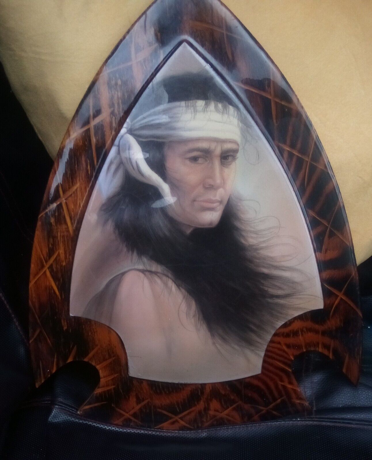 Arrowhead Plaque With Native American Male Image 11x8