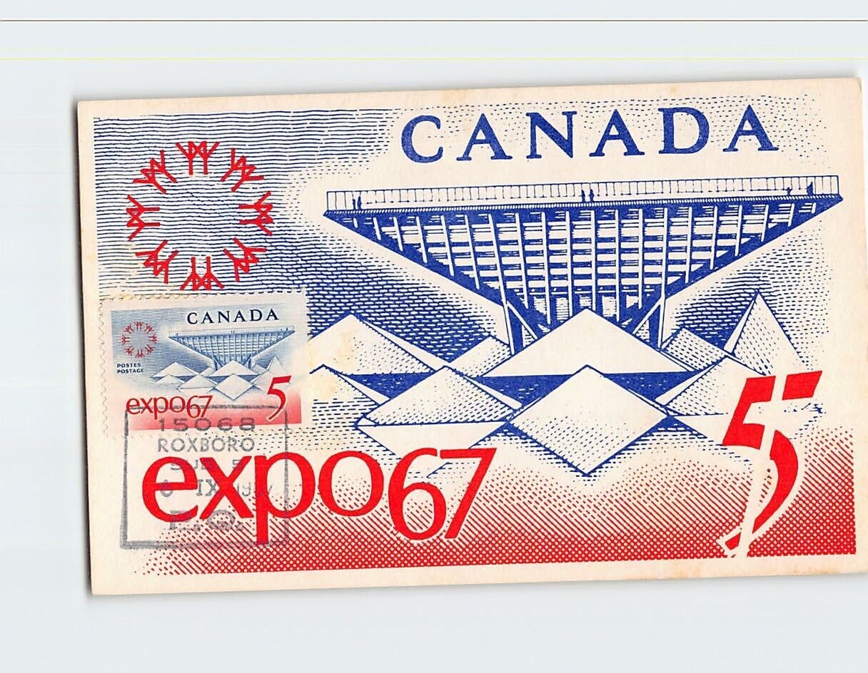 Postcard Reproduction of Commemorative Stamp Canadian Pavilion  Expo 67 Canada