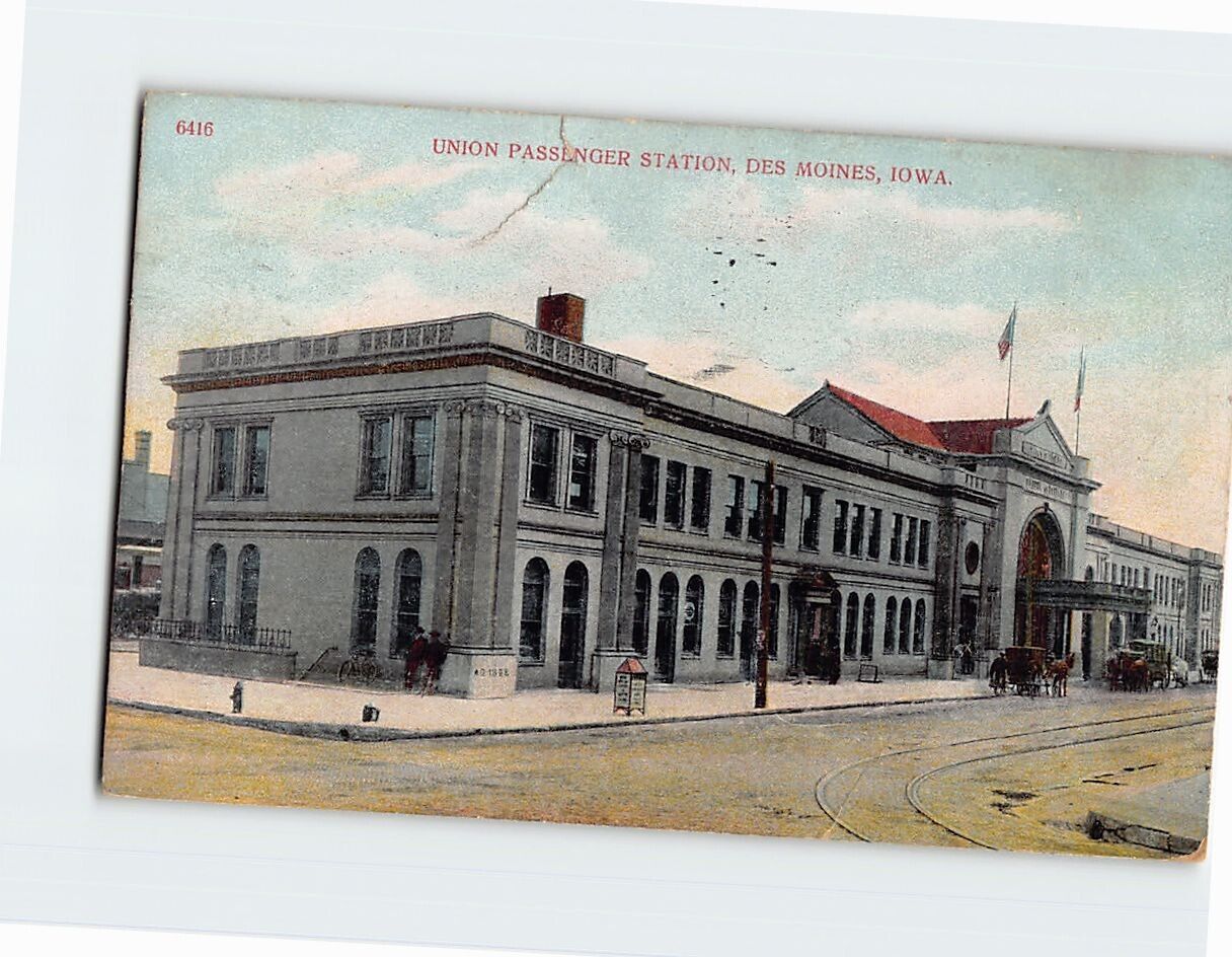 Postcard Union Passenger Station, Des Moines, Iowa, USA