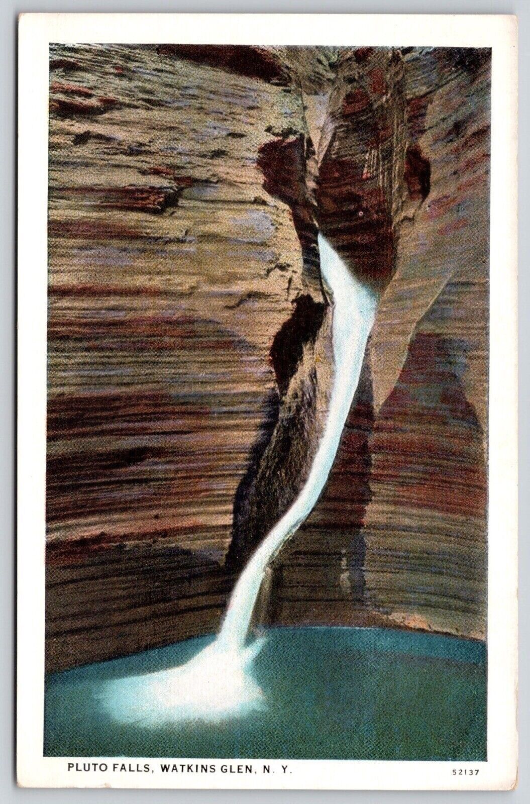 Pluto Falls Watkins Glen New York Waterfall Rock Formation Vintage UNP Postcard