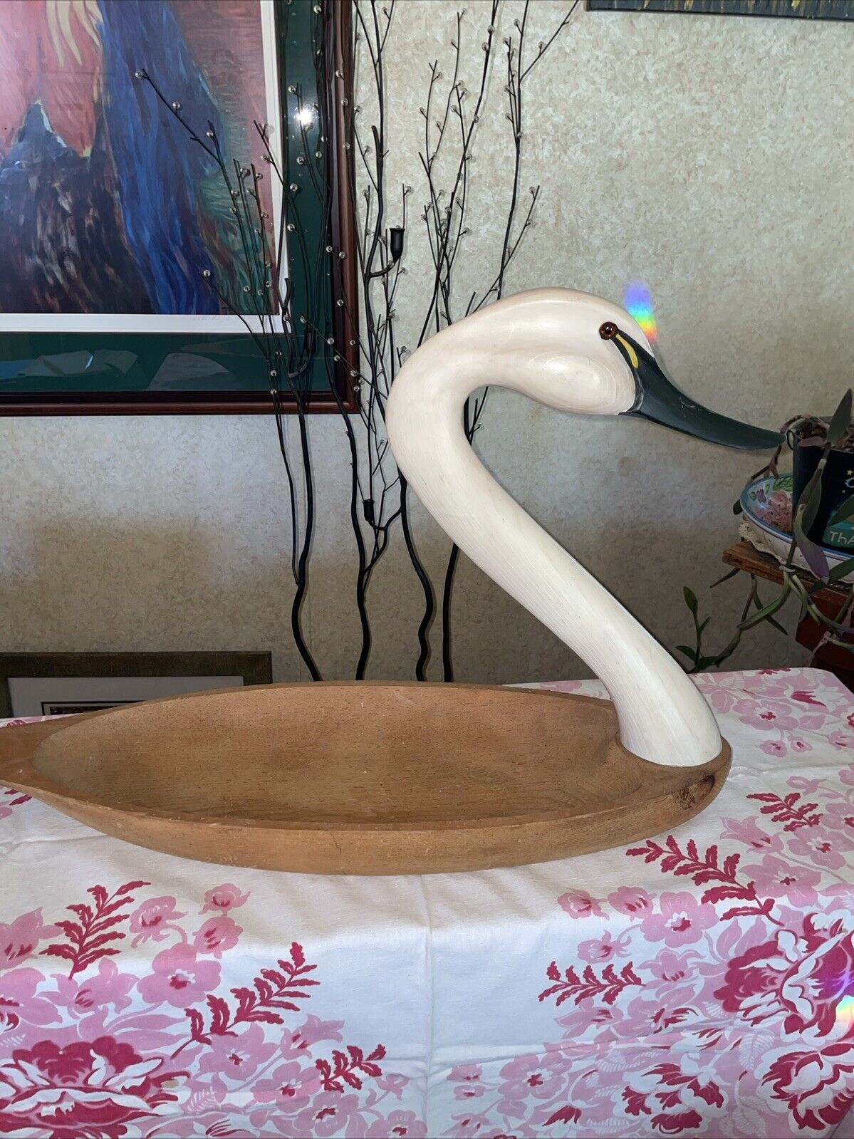 Hand painted Wooden Swan 25 X 17”