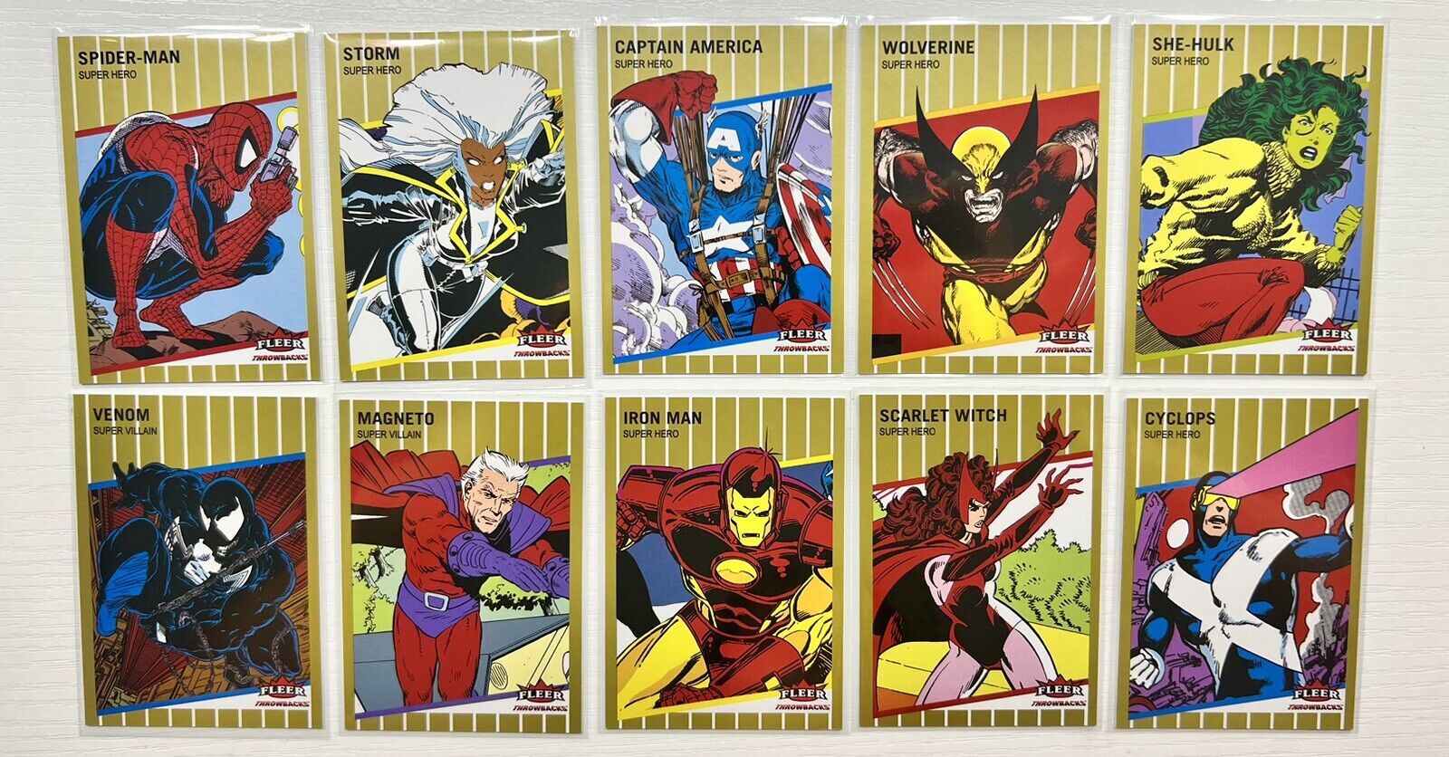 2023 UD Marvel '89 Fleer Throwbacks - Glossy Gold Complete Set 30 Cards