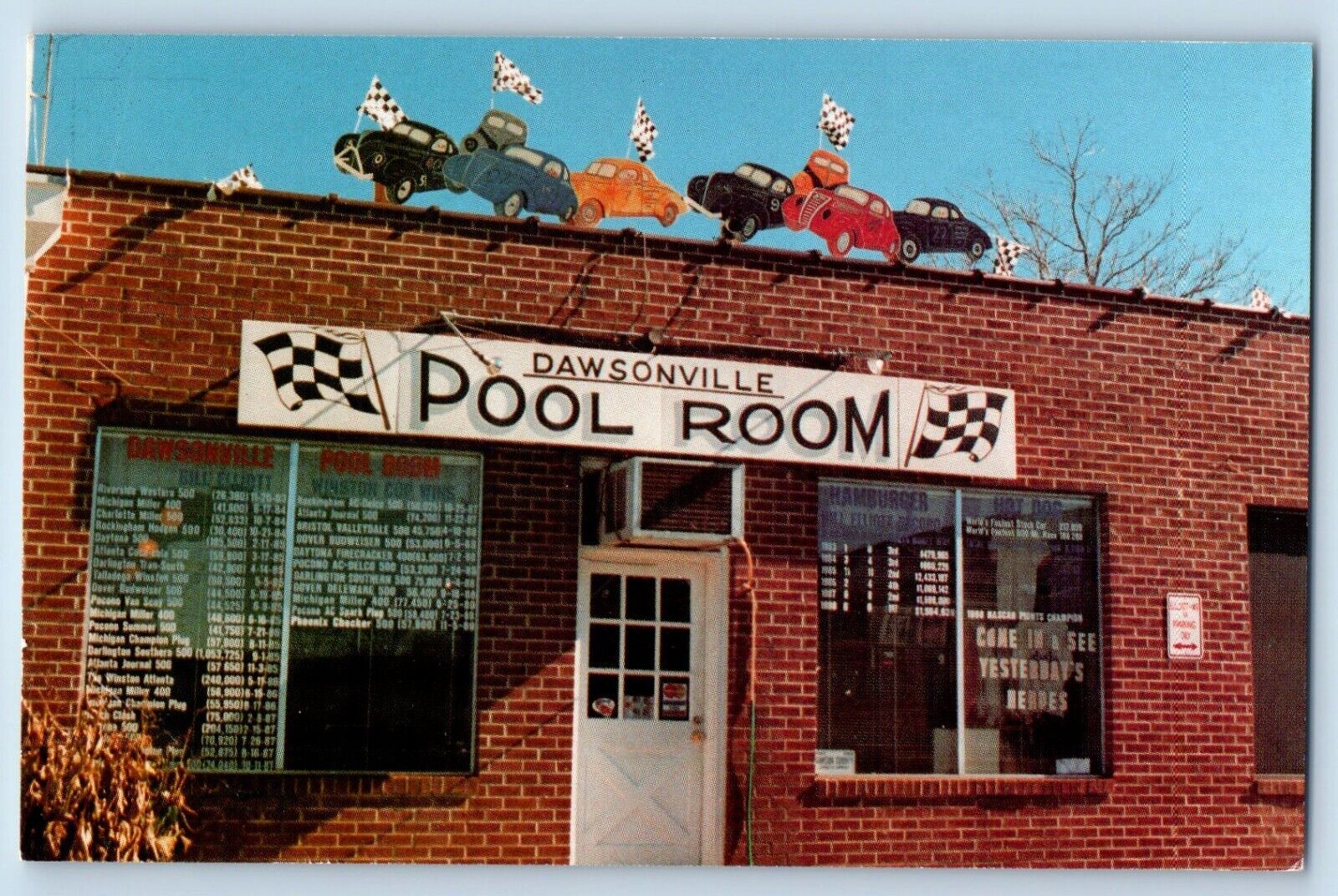 Dawsonville Georgia GA Postcard Dawsonville Pool Room Bill Elliott Gordon c1960