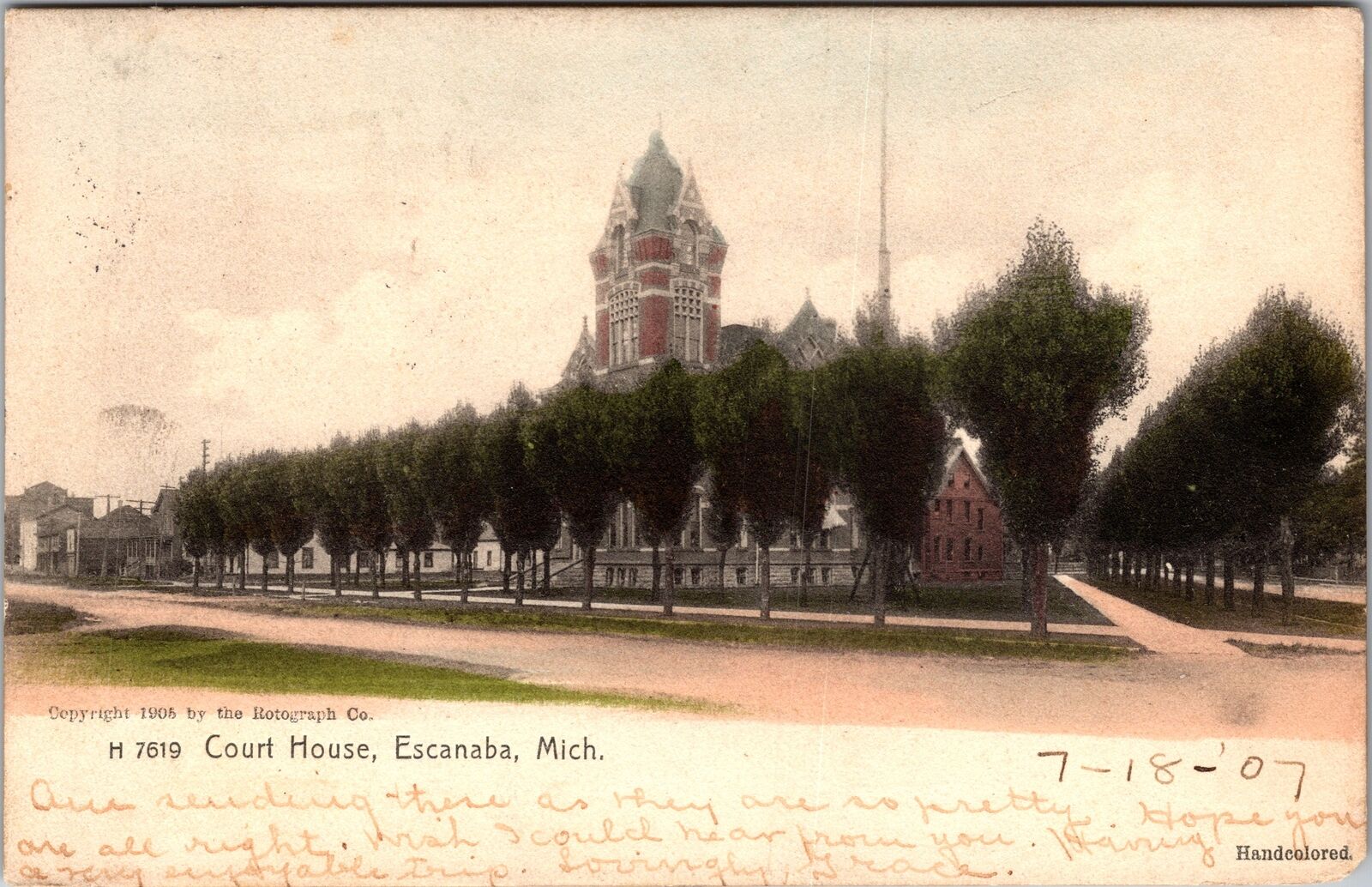 Escanaba MI-Michigan, Courthouse, c1907 Vintage Souvenir Postcard