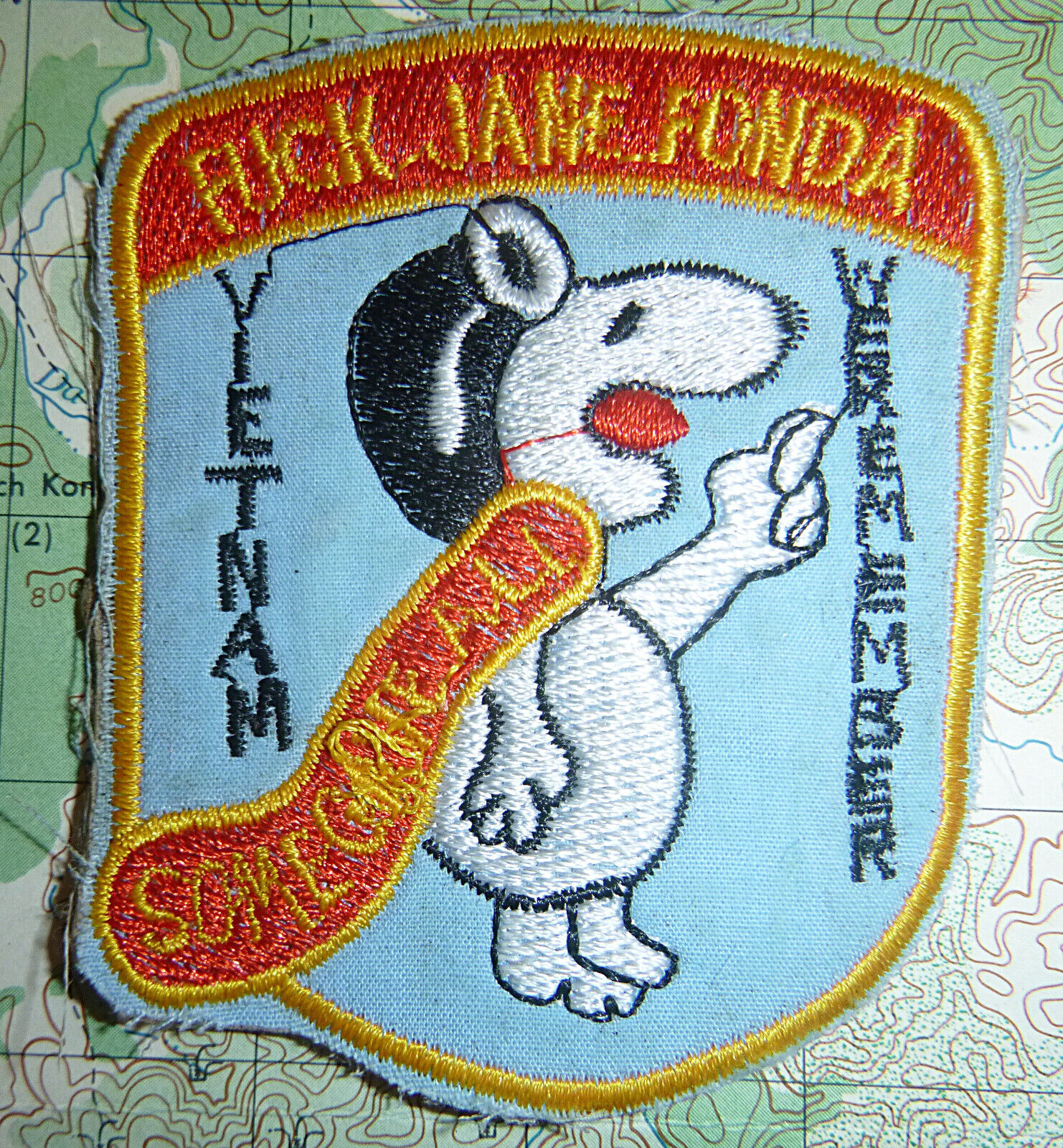 Patch - SNOOPY - F JANE FONDA - We Remember, Some Gave All - Vietnam War - W.350