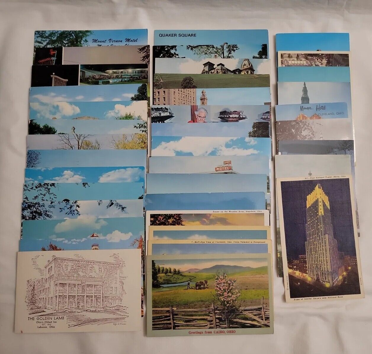 Vintage Lot Of 35 Ohio Postcards Lake River Plaza Airport Farm Parade Lighthouse