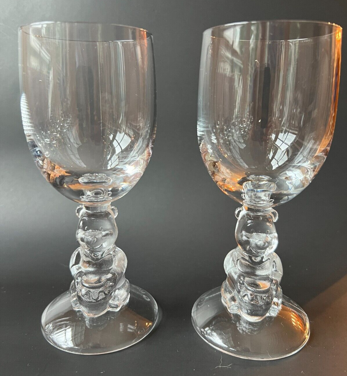 Set of 2 Vintage Disney Winnie the Pooh Goblet  Glasses Excellent Condition