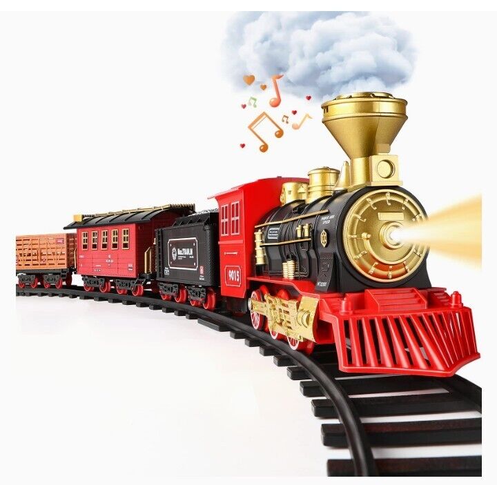 Classic Train Set - Electric Train Toy for Boys Girls W/ Smoke, Lights & Sounds