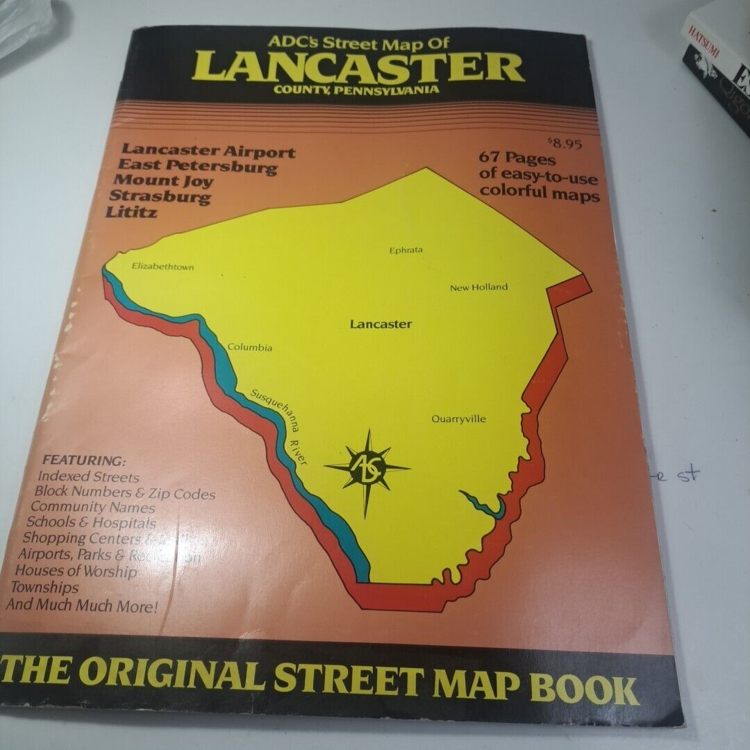 ADCs Street Map of Lancaster County Pennsylvania 8th Edition Book 1992 Vintage