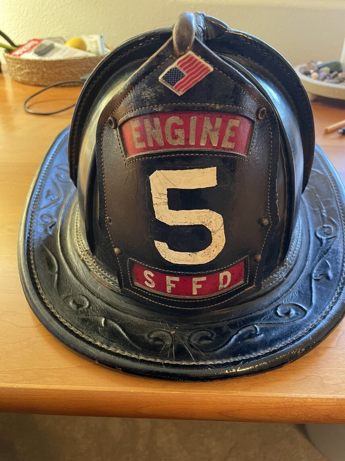 Vintage Leather Fireman Helmet Cairns San Francisco SFFD 5 Made In New Jersey