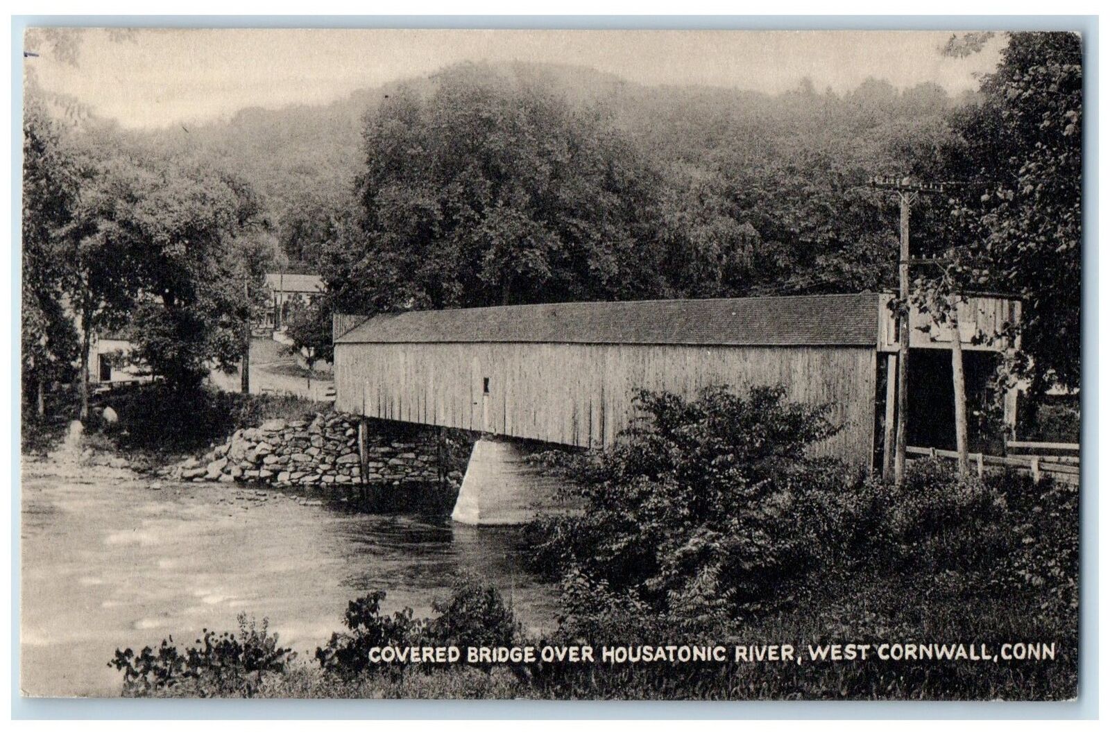 1950 Covered Bridge Over Housatonic River West Cornwall Connecticut CT Postcard