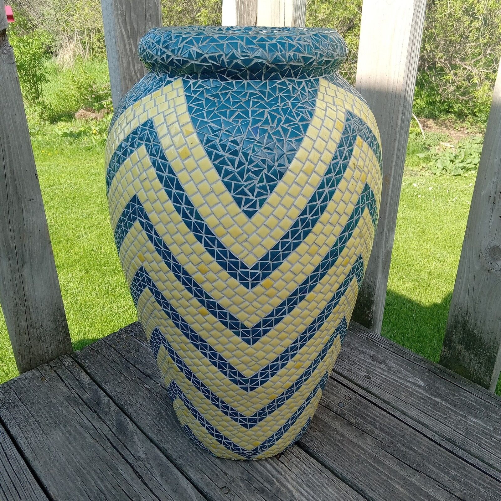 Vintage Mosaic Tile Vase  Decorative Art 21\