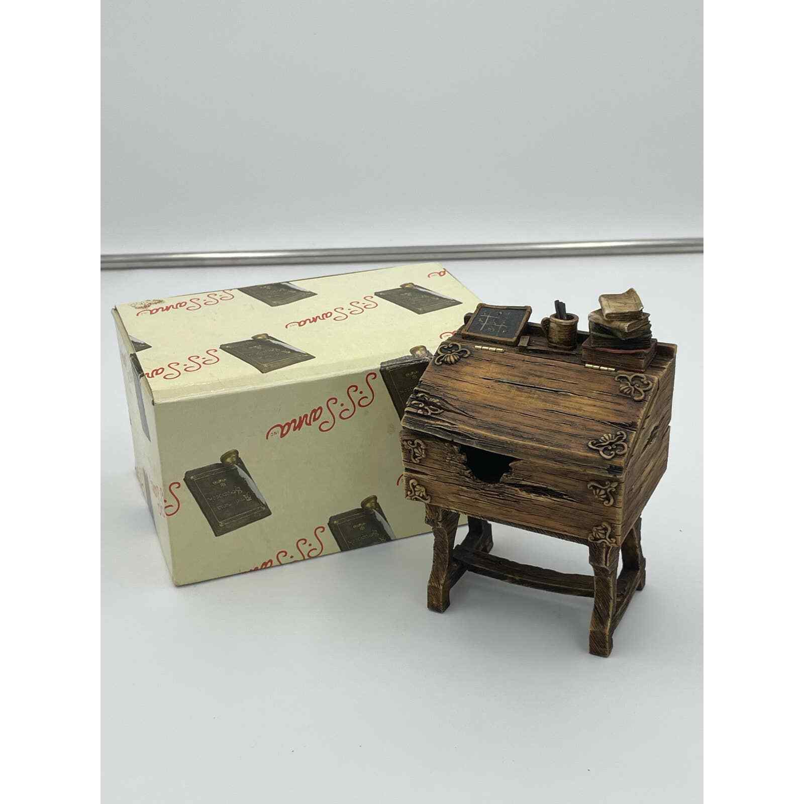 Vintage S.S. Sarna School Desk Trinket Box Set 6”