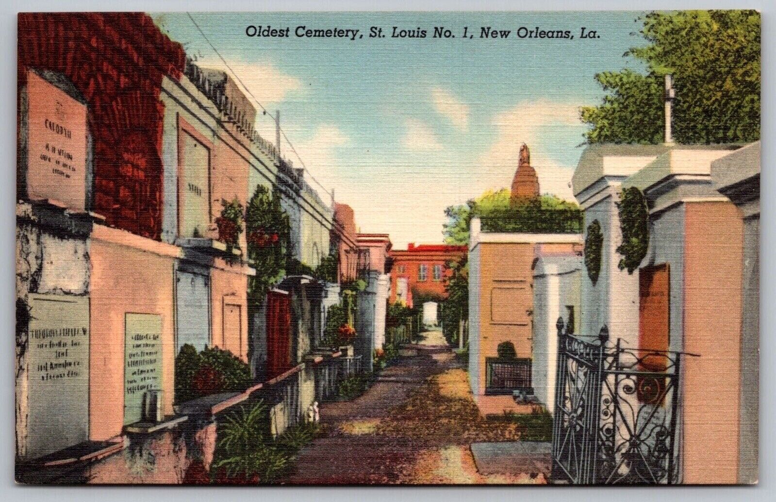 Oldest Cemetery St Louis No 1 New Orleans La Louisianna Linen Postcard