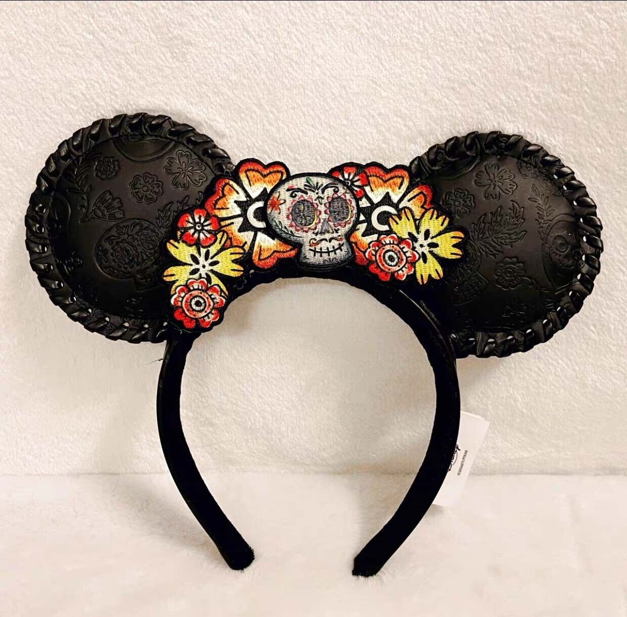 Disney Parks Coco Floral Sugar Skull Minnie Mouse Ears Headband 2023