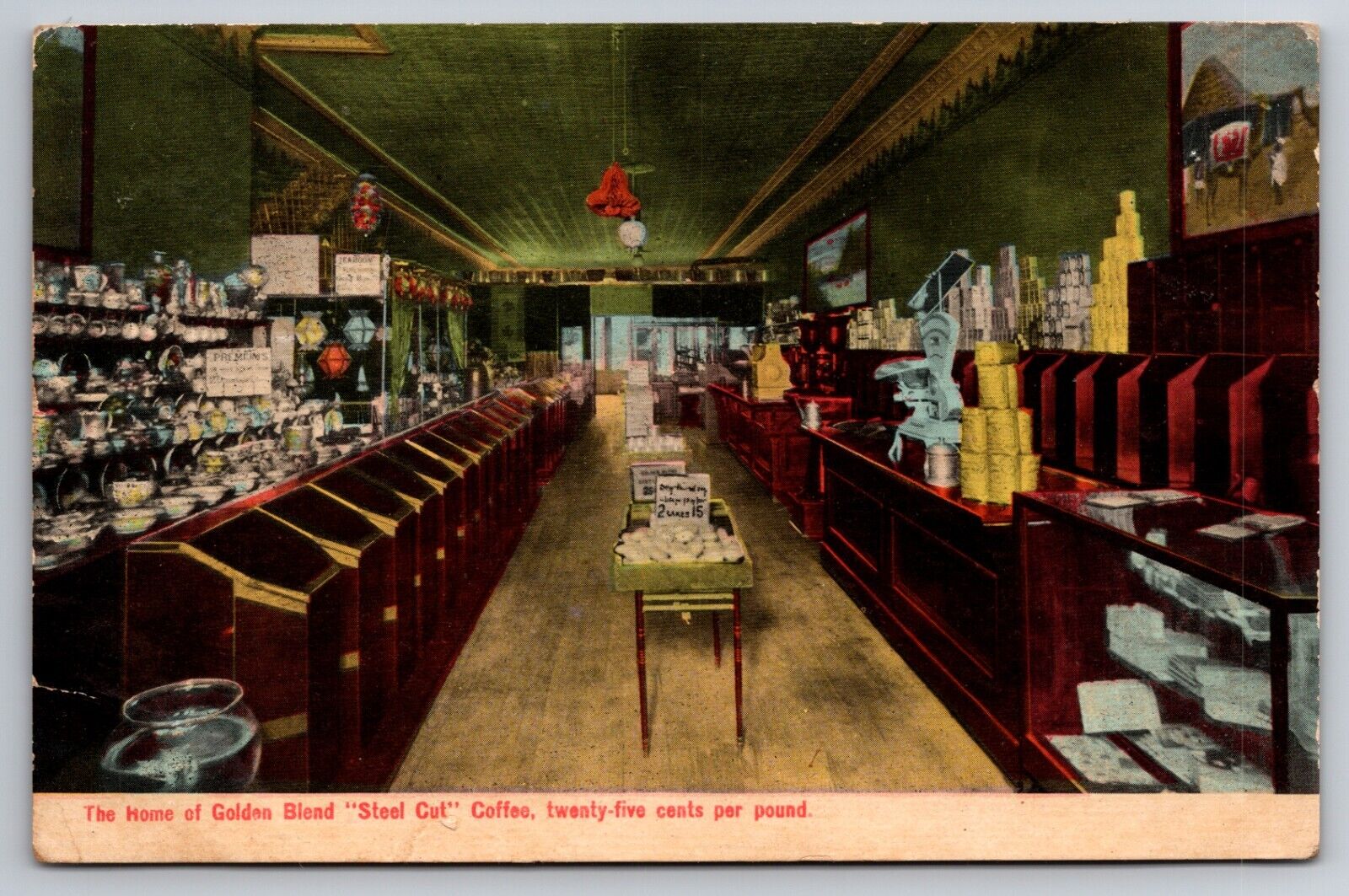 Interior American Pacific Tea Co. Fort Scott Kansas 1910 Postcard