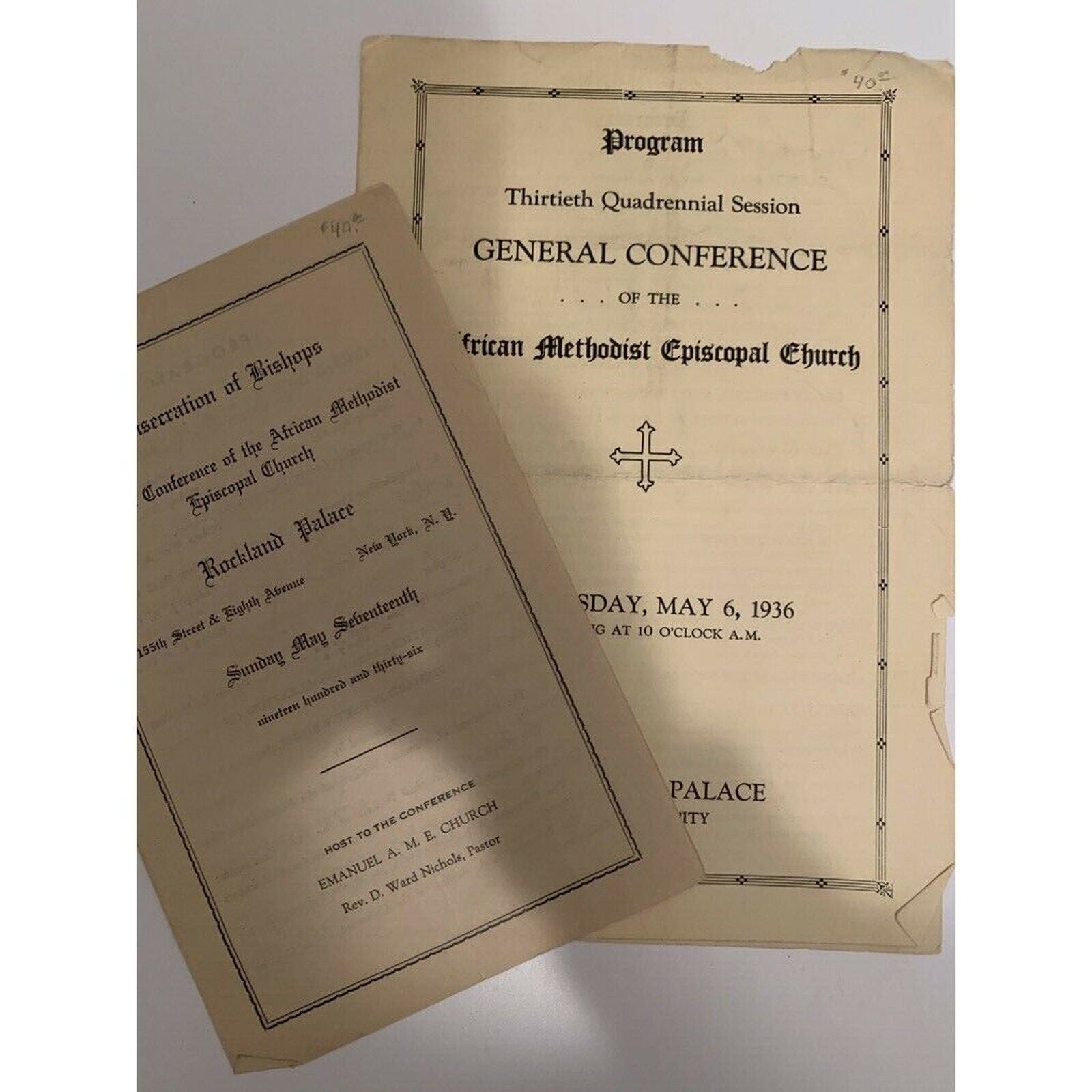 1936 African Methodist Episcopal Church program (Lot of 2) Vintage Collectible