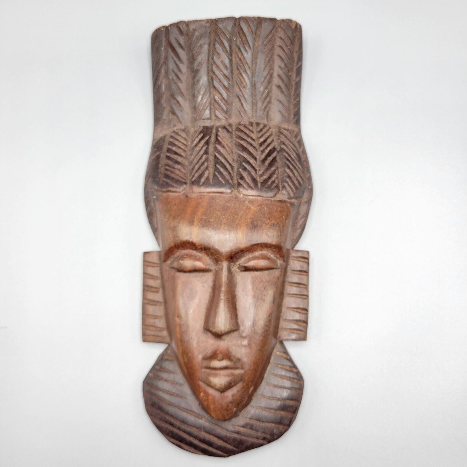 Vintage African Mask Hand Carving Wood Tribal Wall Hanging Home Decor 10.5\