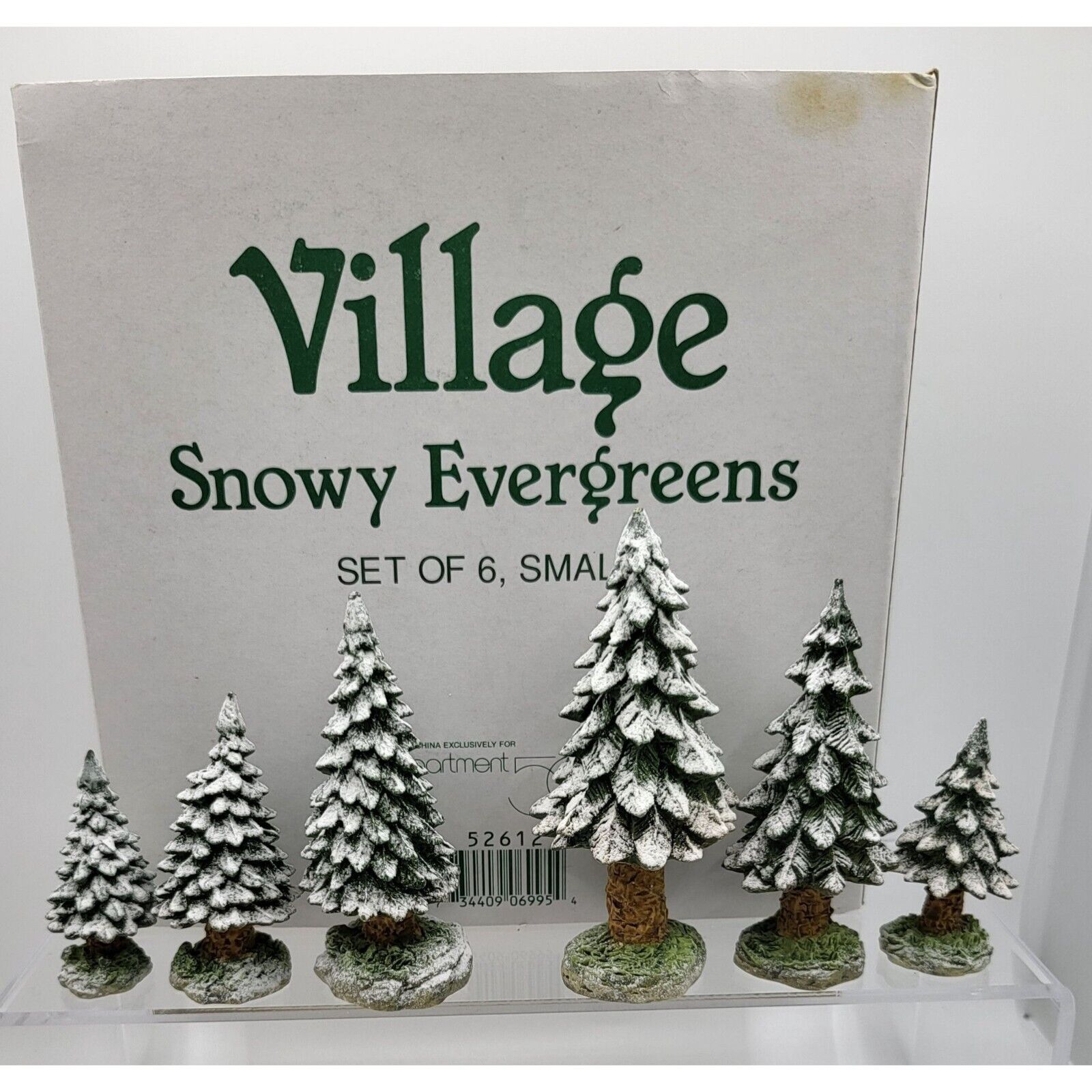1995 Department 56 SNOWY EVERGREENS Set of 6 Small Village Accessories Retired