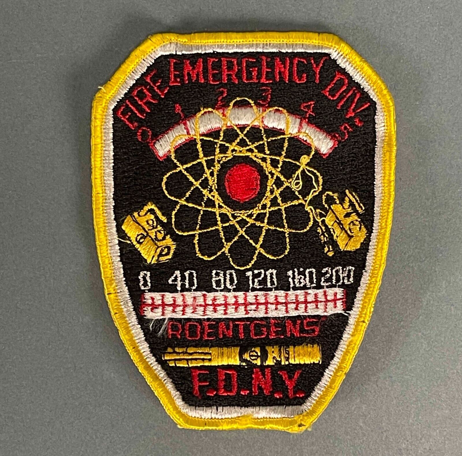 Vintage Rare FDNY New York Fire Emergency Div. Radiation Roentgens Geiger Patch