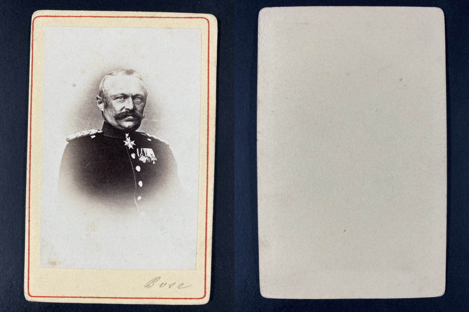 General Julius von Bose Vintage CDV Albumen Print CDV, Albumin Print, 6x10