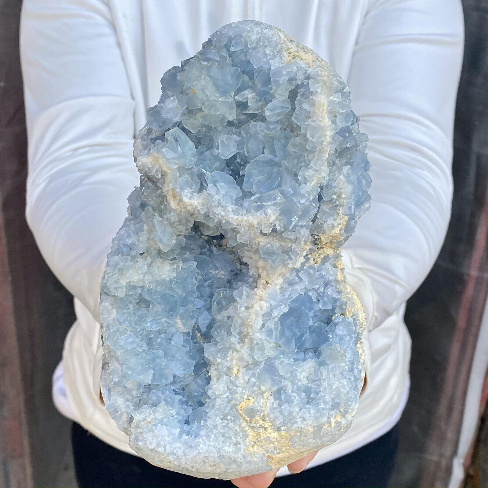 6.3LB Natural Raw Blue Celestite Crystal Quartz Cluster Geode Specimen Home Dec